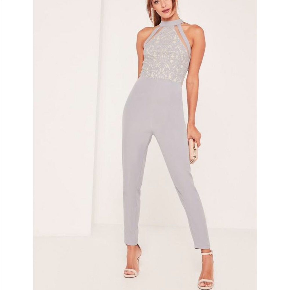High neck lace jumpsuit